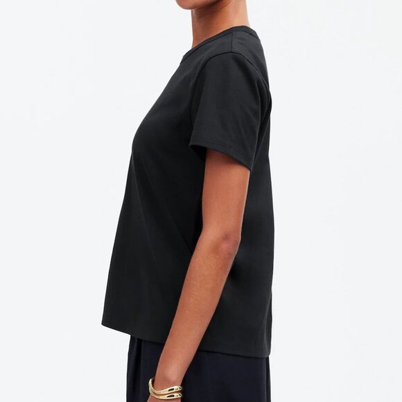 Madewell Perfect Cotton Crewneck Short Sleeve Tee Black Size S NWT - Picture 3 of 8